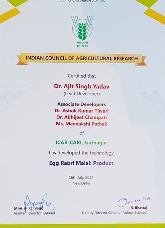 EGG RABRI MALAI CERTIFICATE