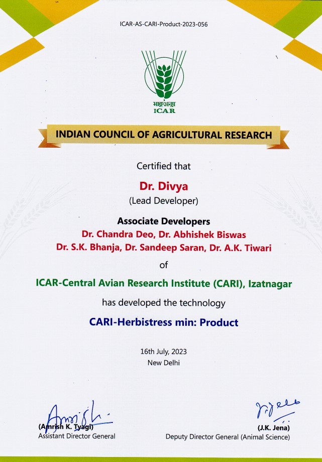 CARI-HERBISTRESSMIN CERTIFICATE