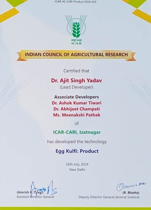 EGG KULFI CERTIFICATE